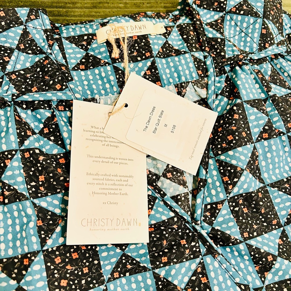Christy Dawn Blue and Black Geometric Midi Dress - Picture 7 of 10